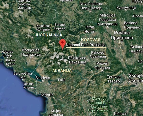 Dinarų Alpės (Prokletje kalnai) išsidėstę Juodkalnijos, Albanijos ir Kosovo teritorijose